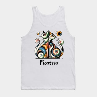 Dual Picatsso Geometric Abstract Cats Tank Top